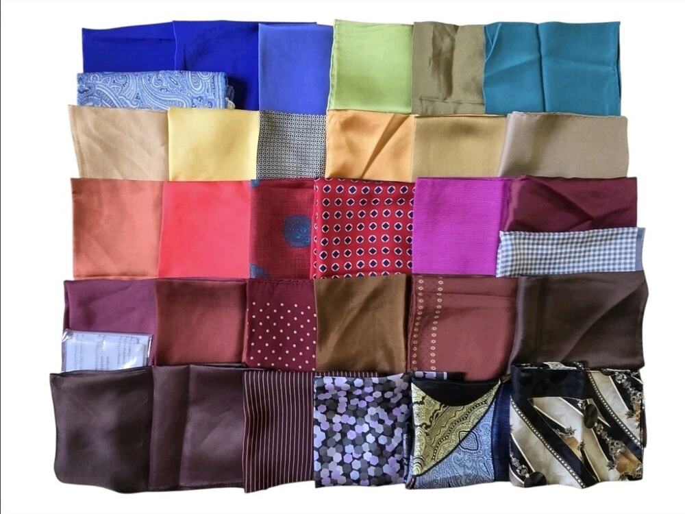 VTG Lot 33 Silk Pocket Squares Hankies Stefano Ricci Saks Fifth Ave Italy USA